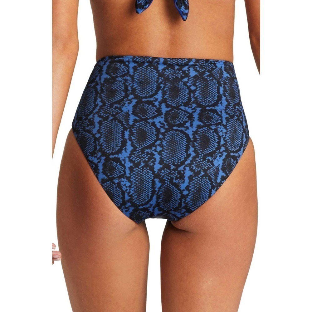 NWT Vitamin A EcoLux Barcelona High Waist Bikini Bottom Blue Snakeskin Printed